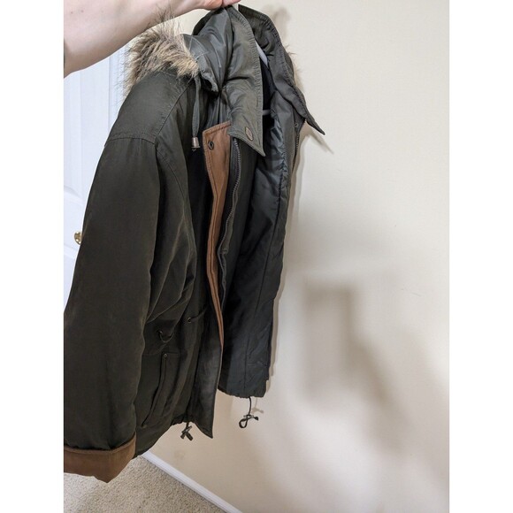 Out Brook Women's Heavy Hooded With Faux Fur Coat Size Medium Forest Green - Picture 5 of 9